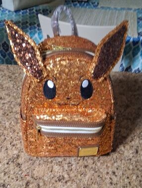 Loungefly Eevee Sequin Mini Backpack - Copper Brown